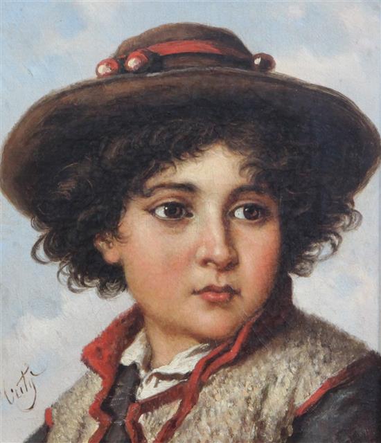 Coty Portrait of a Tyrolean boy, 7 x 6in.